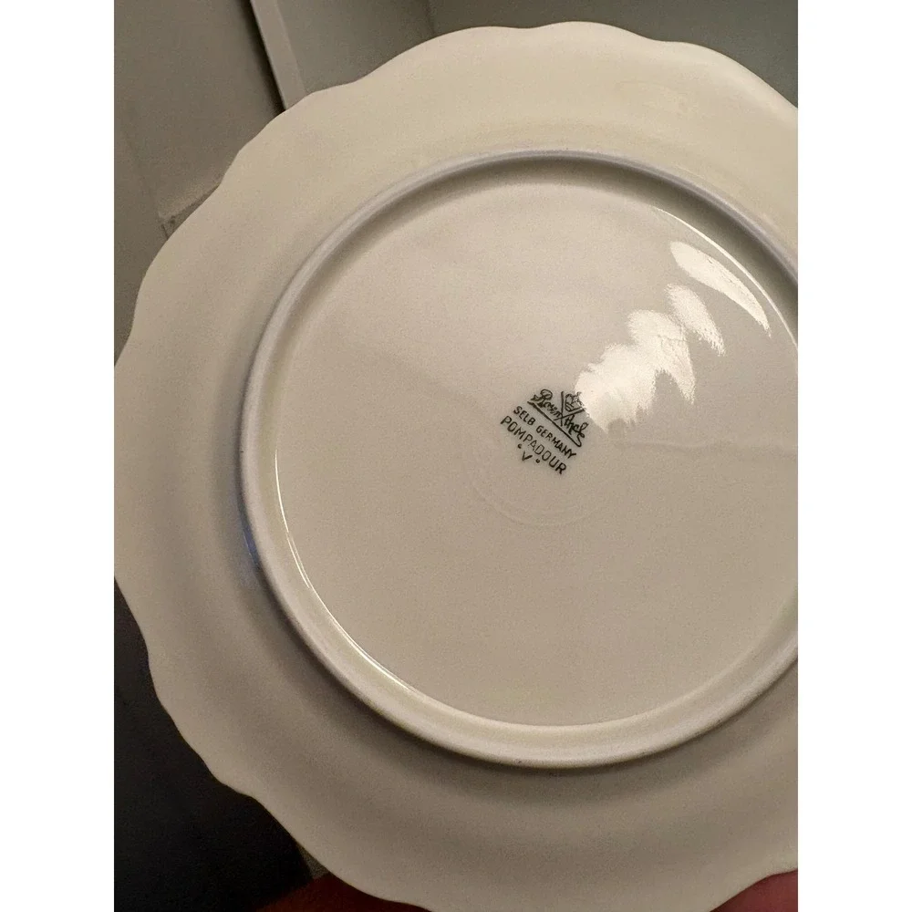 Rosenthal Selb Germany Pompadour V Pink Rose 6 Inch Plates Set of 3 Gold Trim